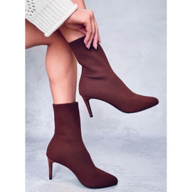 Donatella Botas stiletto estilo calcetín marrón 5