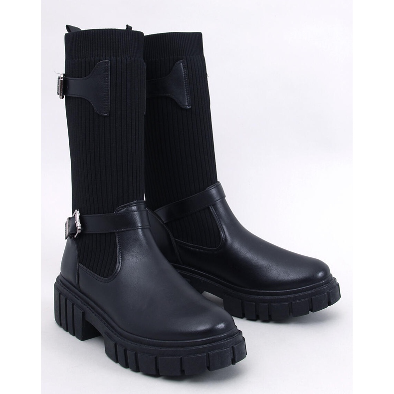 Botas Rhea negras con parte superior flexible. negro 1 Botas Rhea negras con parte superior flexible. negro 1