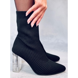 Destani Botas calcetín negras con tacón transparente negro 5