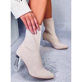 Destani Botas calcetín beige con tacón transparente 4