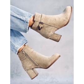 Elegantes botines de tacón Khalia Khaki beige 3