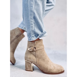 Elegantes botines de tacón Khalia Khaki beige 4