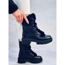 Melvin Botines negros con cordones y pelo 2