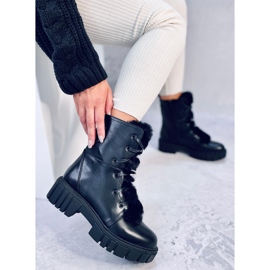 Melvin Botines negros con cordones y pelo 3