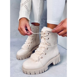 Melvin Botines beige con cordones y pelo 2