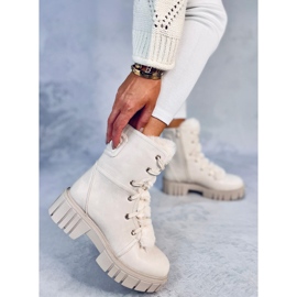 Melvin Botines beige con cordones y pelo 4