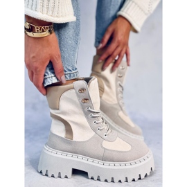 Stiles Botines beige con plataforma y cordones 5