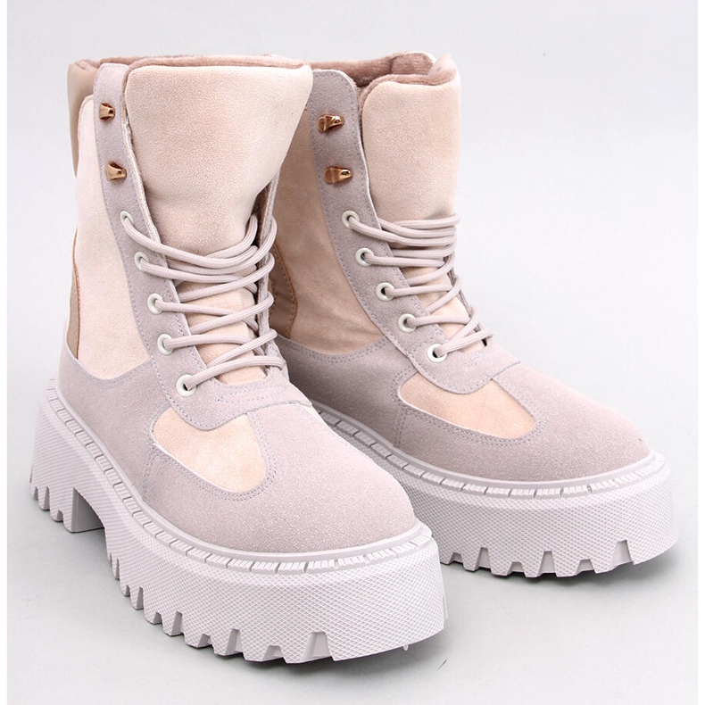 Stiles Botines beige con plataforma y cordones 1