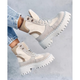 Stiles Botines beige con plataforma y cordones 3
