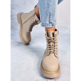 Peddy botines caqui con cordones beige 4