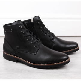 Botines de hombre impermeables de piel con aislamiento de lana, negro Rieker 15322-00 1
