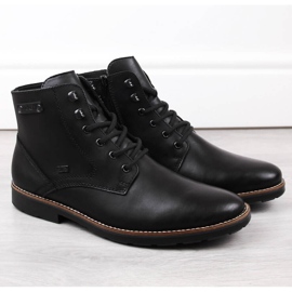 Botines de hombre impermeables de piel con aislamiento de lana, negro Rieker 15322-00 2