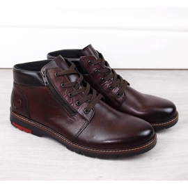 Botas de hombre cómodas de piel forradas de lana, marrón Rieker 10502-25 7