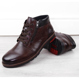 Botas de hombre cómodas de piel forradas de lana, marrón Rieker 10502-25 8