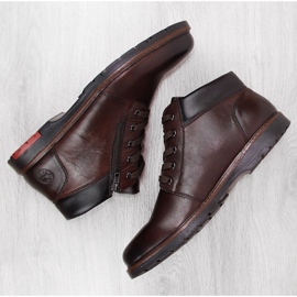 Botas de hombre cómodas de piel forradas de lana, marrón Rieker 10502-25 9