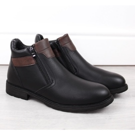 Botas de hombre con cremalleras negras aisladas, estilo hombre WS-001 negro 3