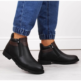 Botas de hombre con cremalleras negras aisladas, estilo hombre WS-001 negro 5