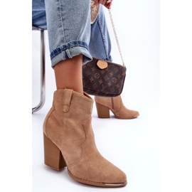 Botas Cowboy de ante beige con tacones altos Lotoune 7