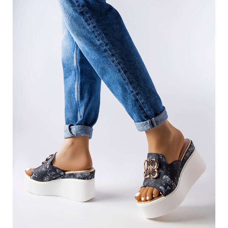 Sandalias cuña Havanna negras negro 1