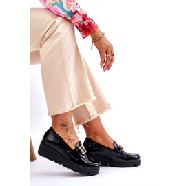 Lemar Mocasines de charol con adorno en la cuña, negro 4