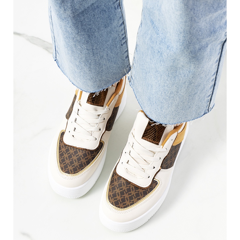 Deportivas de mujer Manal beige blanco marrón 1