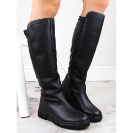 Cómodas botas de mujer de piel negra con aislamiento de Rieker negro 5