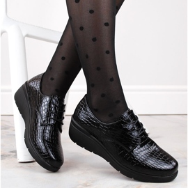 Zapatos oxford mujer charol Croco con cuña T.Sokolski 328 negro 2