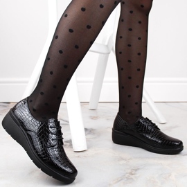 Zapatos oxford mujer charol Croco con cuña T.Sokolski 328 negro 3