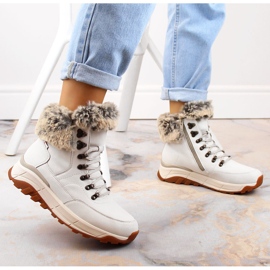 Botines de mujer impermeables de piel con aislamiento de lana, blanco Rieker W0063-80 2