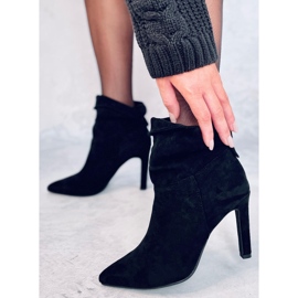Yvonne Botines de tacón de ante negro 5