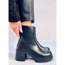 Botines Ruffin Black con tacón estable negro 3