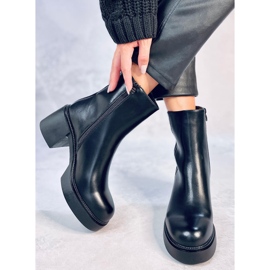 Botines Ruffin Black con tacón estable negro 5