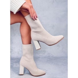 Botas calcetín tacón Krystal Beige 5