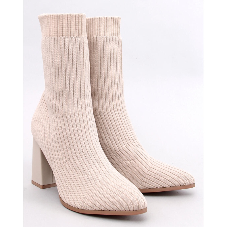 Botas calcetín tacón Krystal Beige 1