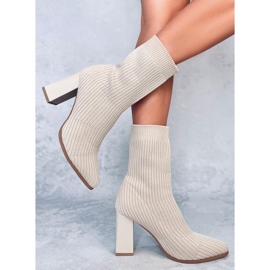 Botas calcetín tacón Krystal Beige 3