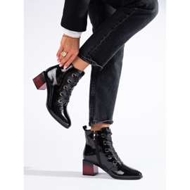 W. Potocki Botas mujer charol con cordones Potocki negro 2