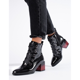 W. Potocki Botas mujer charol con cordones Potocki negro 1