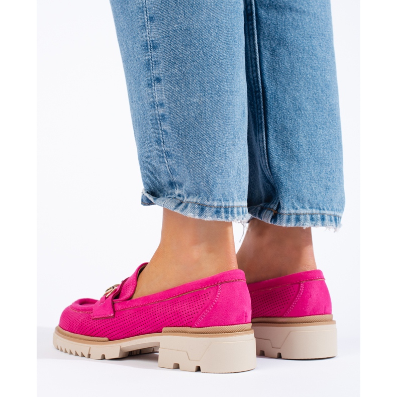 Mocasines Shelovet ante calado, fucsia rosa 1
