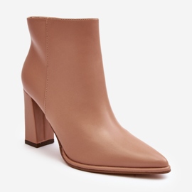 Botines Mujer Saitana Piel Beige Tacón Alto 1