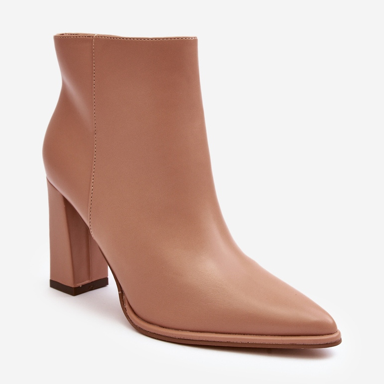 Botines Mujer Saitana Piel Beige Tacón Alto 1