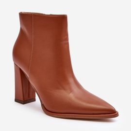WS1 Botines Mujer Piel Tacón Alto Marrón Saitana 1