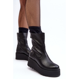 Botines de piel para mujer con plataforma enorme Maciejka 06246-01 Negro 5