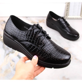 Zapatos oxford mujer charol Croco con cuña T.Sokolski 328 negro 5