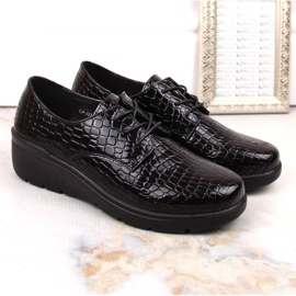 Zapatos oxford mujer charol Croco con cuña T.Sokolski 328 negro 6