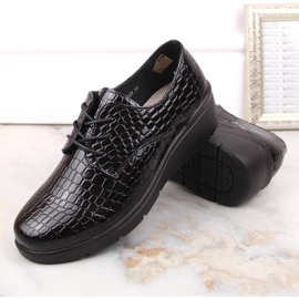 Zapatos oxford mujer charol Croco con cuña T.Sokolski 328 negro 7