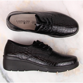 Zapatos oxford mujer charol Croco con cuña T.Sokolski 328 negro 8
