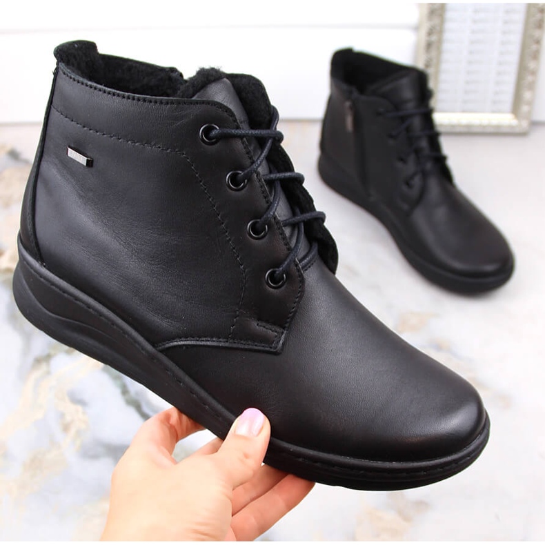 Botas cuña mujer invierno piel cómodas negro Helios 584 1