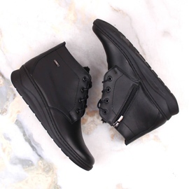 Botas cuña mujer invierno piel cómodas negro Helios 584 3