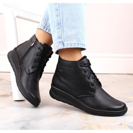 Botas cuña mujer invierno piel cómodas negro Helios 584 4
