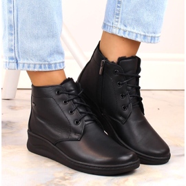 Botas cuña mujer invierno piel cómodas negro Helios 584 6